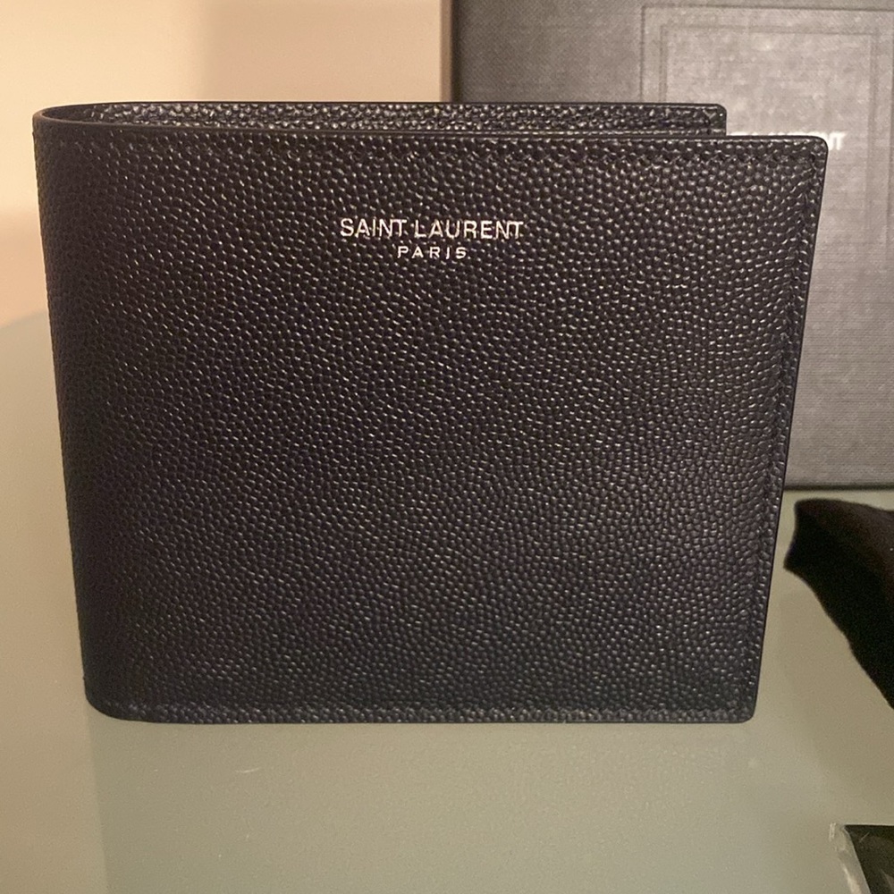 NIB Auth YVES SAINT LAURENT YSL leather WALLET w/ dust bag Made in ITALY - Picture 3 of 16
